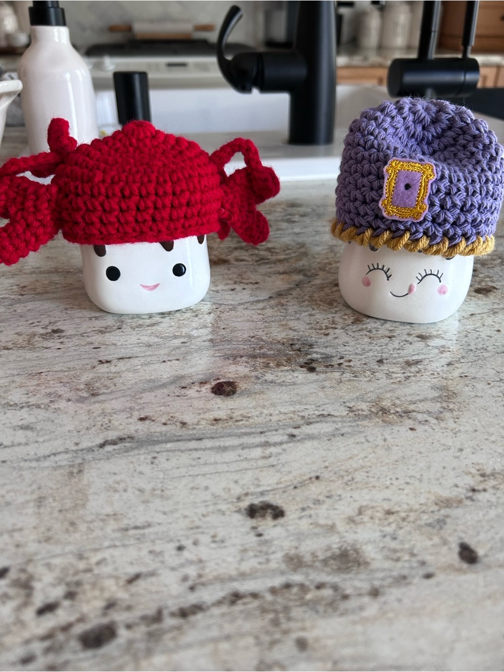 Handmade Crochet - Red Crab and Purple Beanie